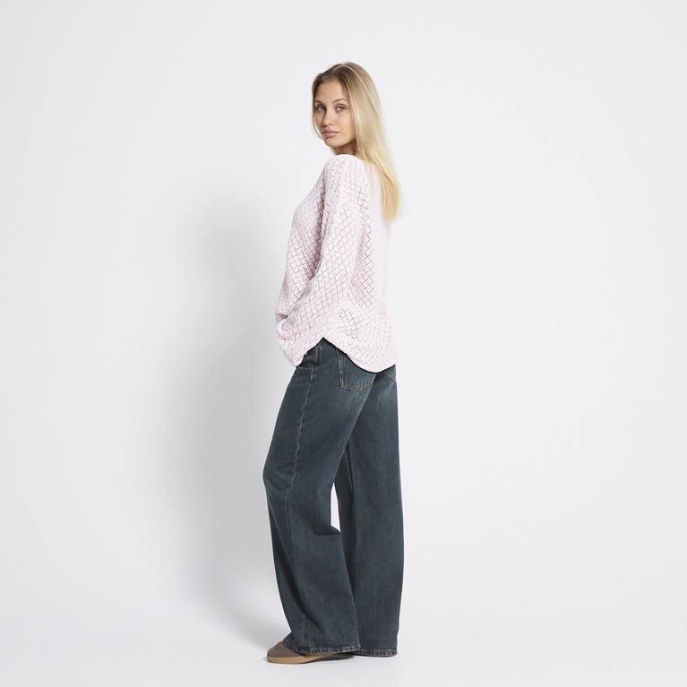 Crochet knit sweater "Villemo" Light Pink